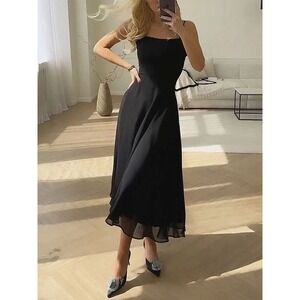 Commense Semi-Sheer Cami Long Dress black size S